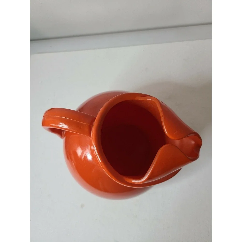 Vintage Anchor Hocking Tilted Ball Pitcher‎ Jug Orange Depression Glass 8 Oz MCM